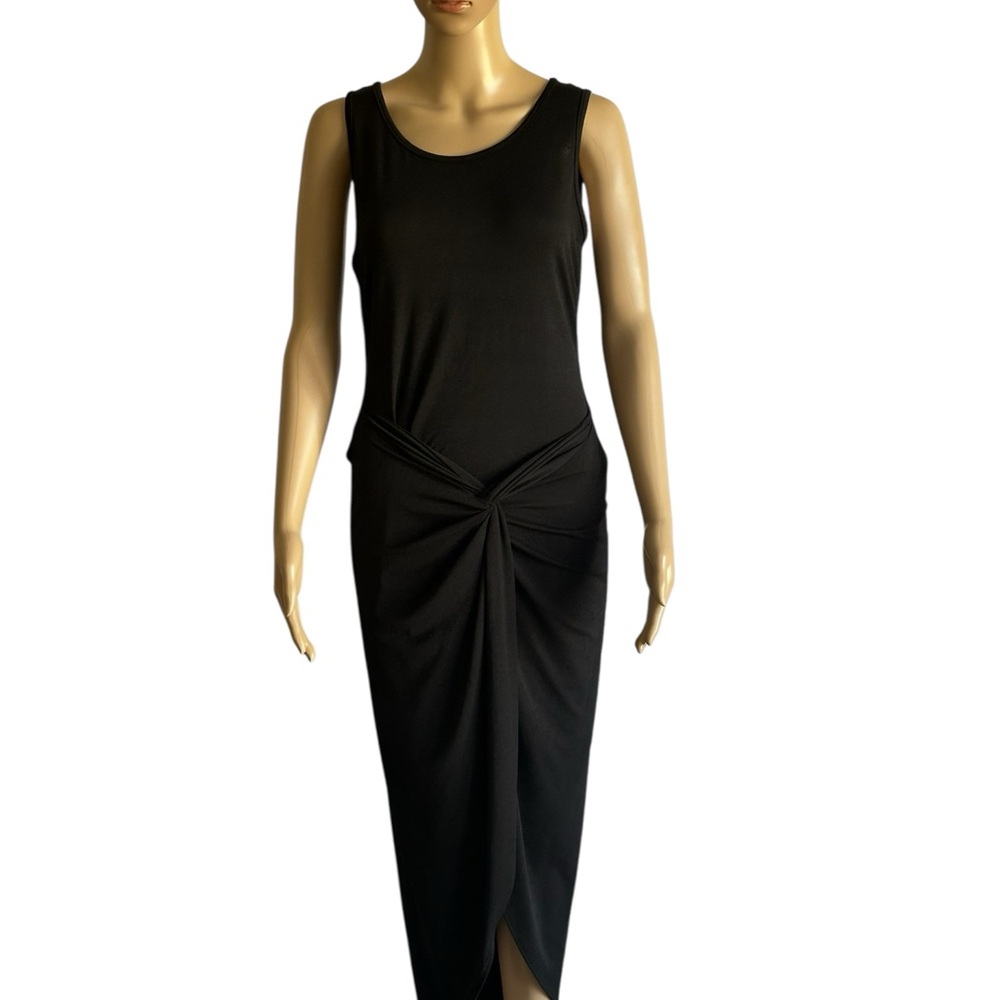 Elegant Black Sleeveless Wrap Stretch Dress